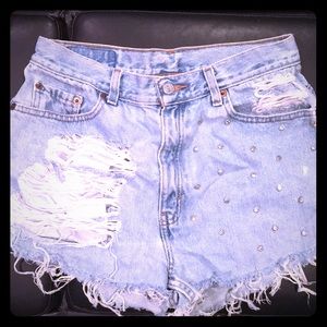 Vintage Levis embellished denim shorts